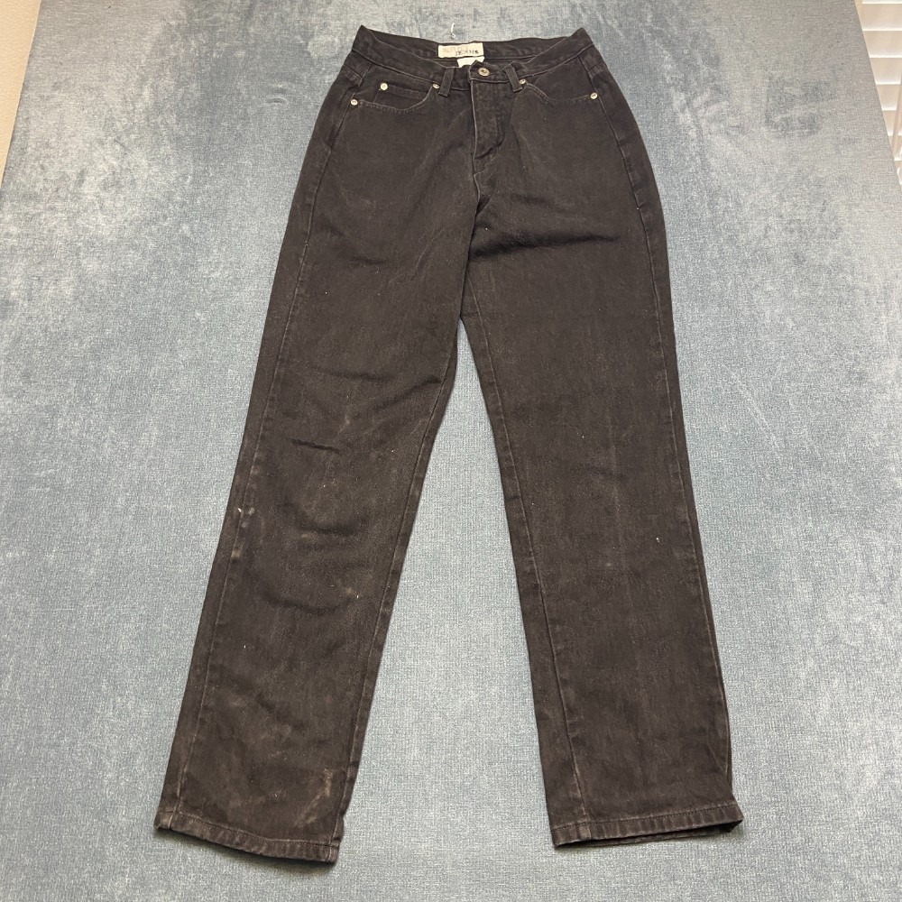 Reflect Jeans Womens 10 Tall Black Denim Cotton Mid Rise Flat Front Straight Leg